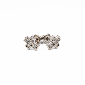 Sterling Sliver Tiny Cross Screw Back Earrings