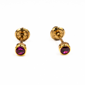 Tiny Bezel Birthstone CZ Earring