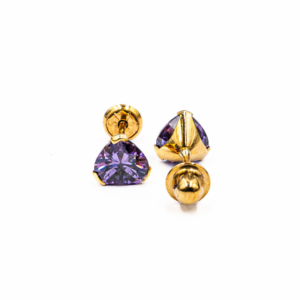 Birthstone CZ Heart Girls Earrings