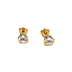 Bezel CZ Heart Earring