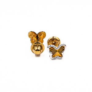 Two Tone Diamond Cut Butterfly Earring