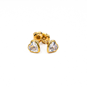 Bezel CZ Heart Earring